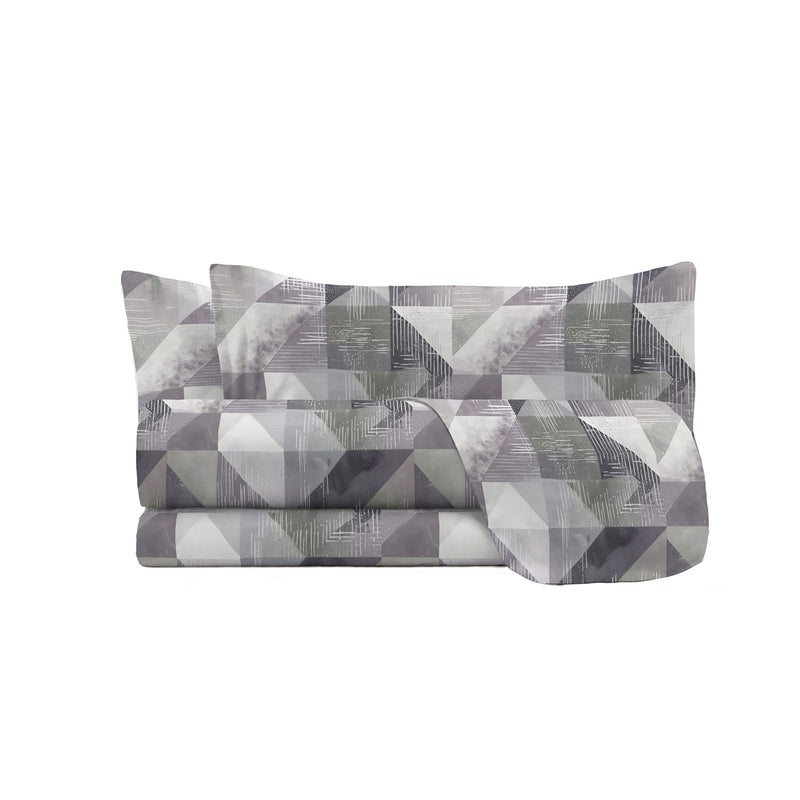 Set Lenzuola con Stampa Sopra Sotto e Federe Linea River Sepik Grey Varie Misure