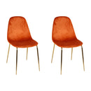 Set 4 Sedie Imbottite 44x55x86 cm in Velluto Arancione e Oro