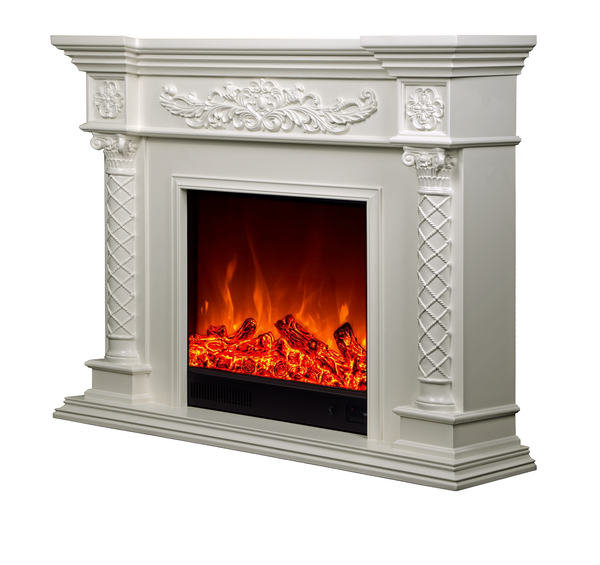 sconto Camino Elettrico da Pavimento 102x120x33 cm Effetto Fiamma 1500W Milano Marrone