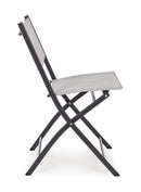 Set 4 Sedie da Giardino 46x58x80 cm in Acciaio e Textilene Martinez Grigio Chiaro