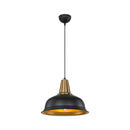 Lampada a sospensione Rena  metallo nero interno oro