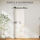 Porta Scorrevole a Libro Pieghevole a Portafoglio 70x210 cm con Superficie Verniciabile in MDF e Acciaio Bianco      