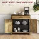 Credenza da Cucina Stile Country 80x39,7x80cm con Armadietto a 2 Ante e Cassetto in MDF Color Legno      
