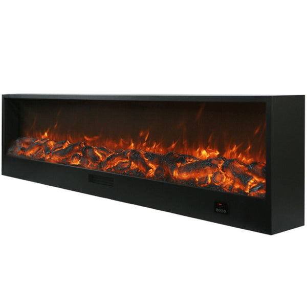 Camino Elettrico da Incasso 50,7x20x300 cm 1500W Effetto Fiamma Sined Etna Nero online