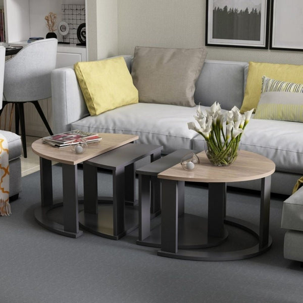 online Set tavolini da salotto Antella nero e noce