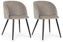 Set 2 Sedie 53x57x81,5 cm in Poliestere Effetto Velluto Tortora