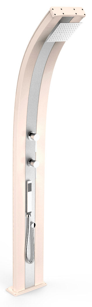 Doccia Solare da Esterno Giardino 40L Miscelatore e Doccetta Mobile Arkema Dada Fascia Inox Champagne Bronze online