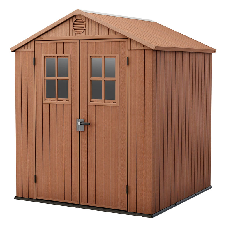 Casetta da Giardino Porta Attrezzi 190x183x221 cm in Evotech+ Keter Darwin 6x6 Marrone