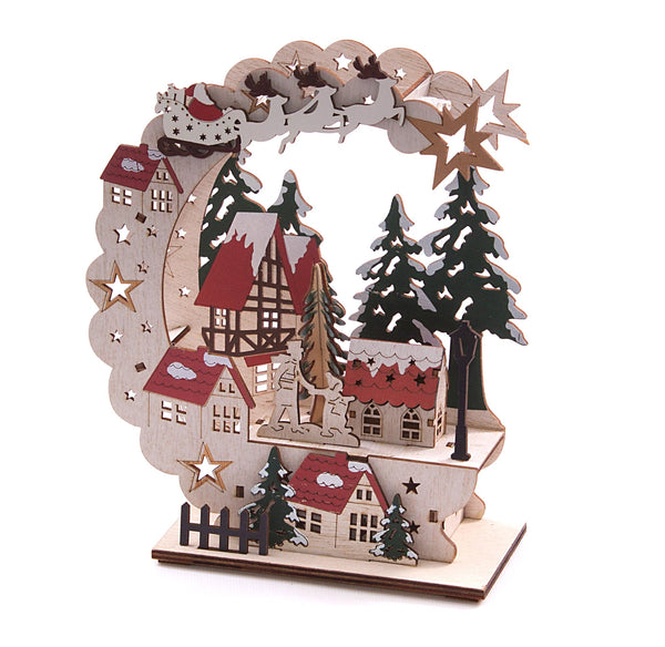 prezzo Paesaggio Natalizio 19x8xH23 cm con Luci in MDF