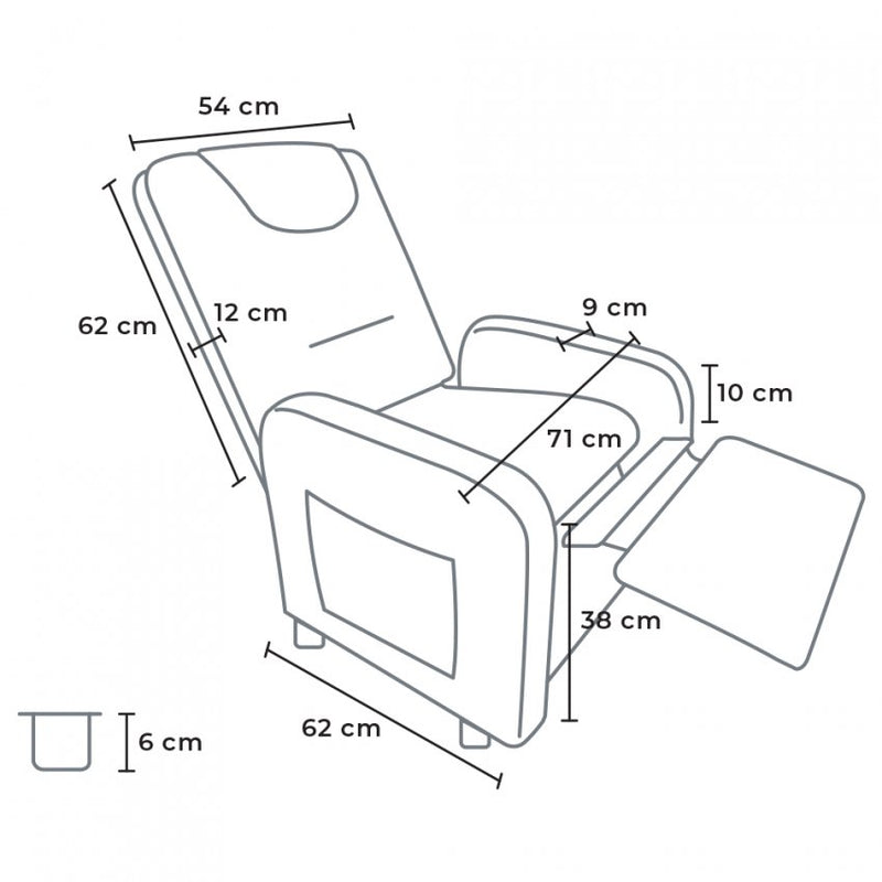 Poltrona Relax Reclinabile Manuale 62x71x100 cm in Tessuto Beige