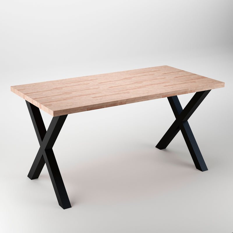 Set Gambe Cross per Tavolo H695 Verniciato Nero Acciaio Emuca