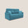 Divano Letto 3 Posti 196x102x97 cm in Tessuto Azzurro