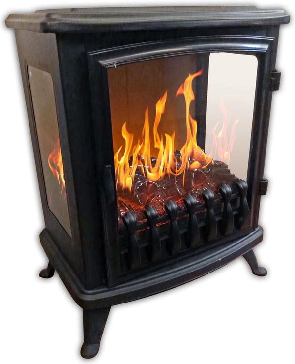 acquista Camino Elettrico da Pavimento Effetto Fiamma 2000W CheminArte Fire Glass Nero