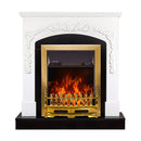 Camino Elettrico da Pavimento 97,5x90x25 cm Effetto Fiamma 2000W Casanova & Galileo gold Bianco/nero