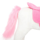 Dondolo per Bambini in Legno Unicorno Cavalcabile Bianco e Rosa 