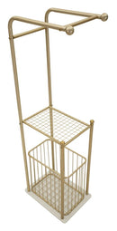 Porta Asciugamani da Terra Root 40x30x122 cm in Metallo e Marmo Artificiale Oro e Bianco      