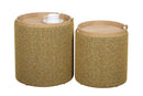 Set 2 Pouf con Contenitore  in Poliestere Sasha Senape