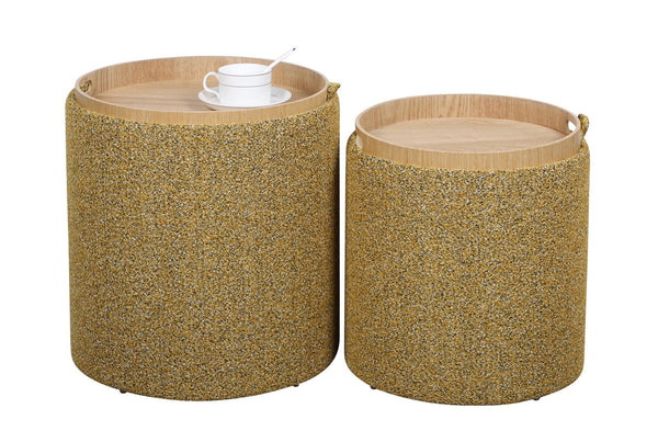 online Set 2 Pouf con Contenitore  in Poliestere Sasha Senape