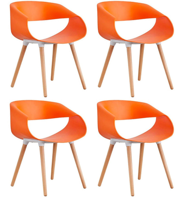 Set 4 Sedie in Polipropilene 45x71x60 cm Gambe in Faggio Fold Arancione prezzo