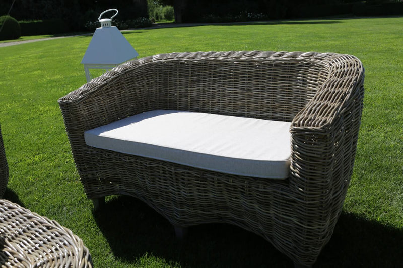 Set Salotto da Giardino Divano 2 Poltrone e Tavolino in Rattan Mumbai Grigio