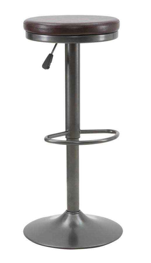 Sgabello Imbottito Round Ø38x60-82 cm in Ferro e Spugna e PU Marrone e Grigio sconto