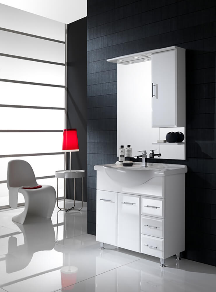 Mobile da Bagno Vanity 85 Bianco Lucido TFT