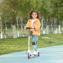 Monopattino per Bambini 3-8 Anni con Ruote Luminose Impugnatura Regolabile e Freno Posteriore Bianco      