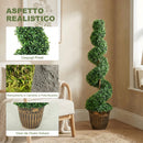 Set 2 Piante Finte di Bosso a Spirale 120 cm con Vaso Incluso in PE e Metallo Verde      