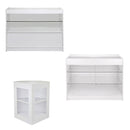 Set 3 Banconi Negozio Modulari Ripiani in Vetro in Laminato Bianco Brillante 