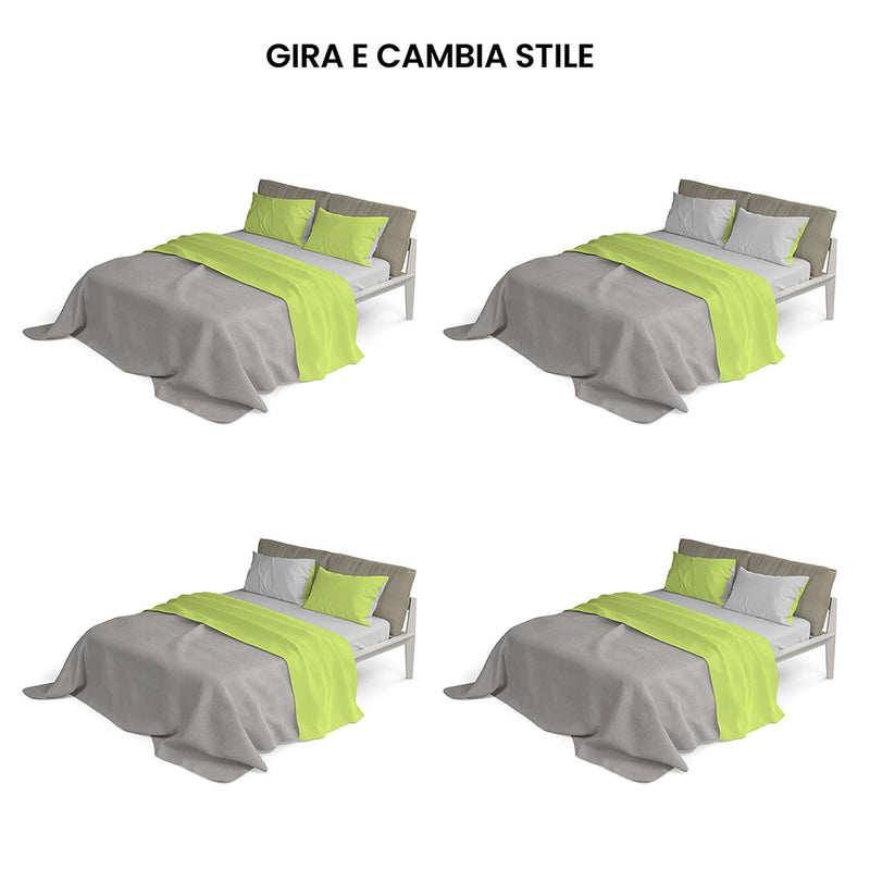 Set Lenzuola Sopra Sotto e Federe Doubleface Acido\/Grigio Chiaro Varie Misure