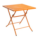 Tavolino Pieghevole da Giardino in Acciaio 70x70x71cm Quadro Arancione