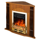 Camino Elettrico da Pavimento ad Angolo 88,2x95x47,3 cm Effetto Fiamma 2000W Clasic & Galileo gold Noce