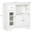 Credenza Buffet 80x30x82 cm con Vano Aperto Cassetto 3 Ripiani e Armadietto a 2 Ante in Legno Bianco      