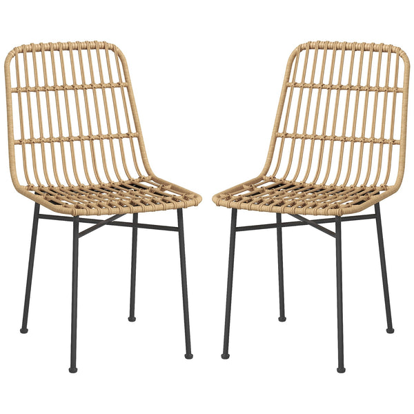 online Set 2 Sedie per Cucina e Soggiorno Stile Boho 45x57x83 cm in Rattan PE e Acciaio Giallo