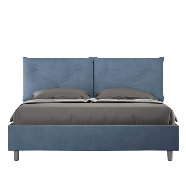 Letto Matrimoniale con Alzata Comoda Imbottito in Microfibra Appia Blu Varie Misure sconto