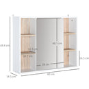 Specchio Armadietto da Bagno Pensile 60x14,5x49,4 cm in MDF e Truciolato Bianco e Legno Naturale