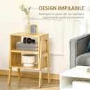 Set 2 Comodini Impilabili 43x32,5x42 cm in Bambù Naturale