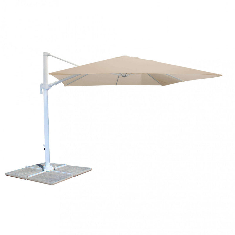 Ombrellone da Giardino Saturno Decentrato 3x4 m in Alluminio Verde Telo Tortora