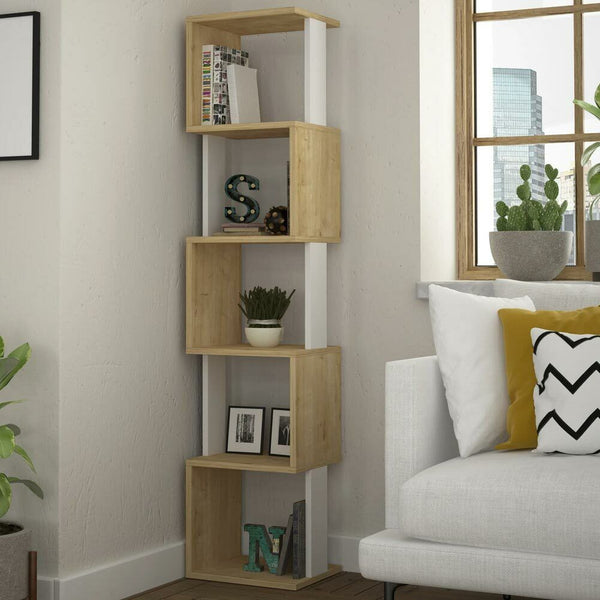 acquista Libreria 161x35x30 cm Design Moderno Scaffale Modulare 5 Ripiani in MDF Quercia