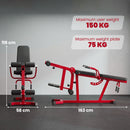 Leg Extension e Curl 3 in 1 58x163x118 cm Capacità 300 kg in Acciaio e Pelle PU Rosso Nero      