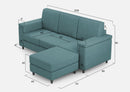 Divano 3 Posti con Pouf 208x155x85 cm Marrak in Tessuto Petrolio