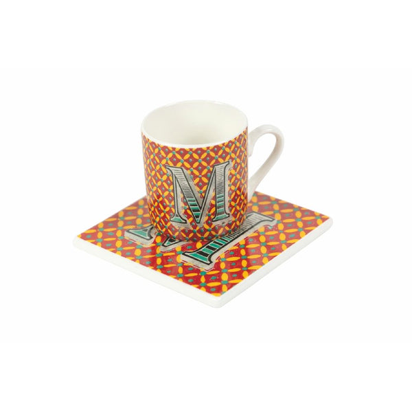 Tazzina da Caffè con Piattino Quadrato M Ø5,3x5,5 cm in New Bone China VdE Tivoli 1996 Monogram acquista