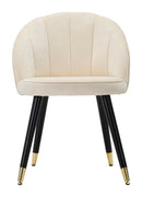 Sedia Loty Crema 57x58x80 cm in Legno e Velluto Crema, Oro e Nero