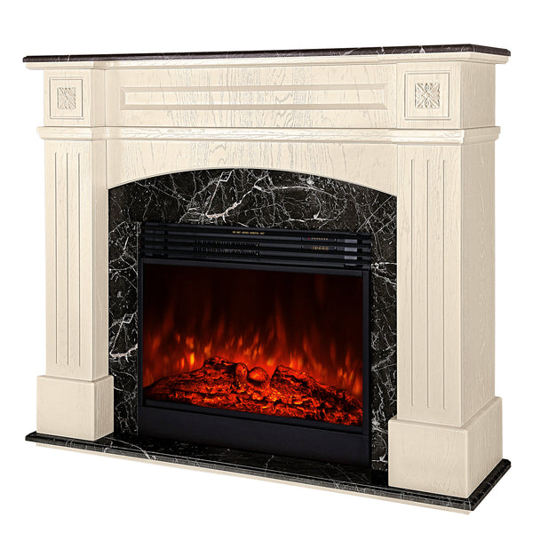 Camino Elettrico da Pavimento 110x130x35 cm Effetto Fiamma 1950W Josefina mini & Mirabella Ivory/dark gray acquista