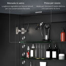Armadietto a Specchio da Bagno 80x12,8x60 cm Illuminato a LED 3 Tonalità in Vetro e Alluminio Nero  