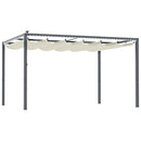 Gazebo Pergola da Giardino 400x300x230 cm  Tetto Retrattile con Luci LED e Fori di Drenaggio Bianco Crema  