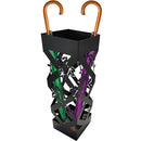 Portaombrelli da Ingresso Design Floreale Quadrato 15,5x15,5x49 cm in Ferro Nero 