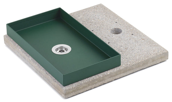 Base con Vaschetta per Fontane con Ghiera Grande 40x40x5 cm in Cemento Belfer 42/BSE/5 Verde sconto