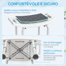 Sgabello da Doccia Altezza Regolabile 6 Livelli 39-52 cm in Lega di Alluminio e Plastica Antiscivolo Grigio      