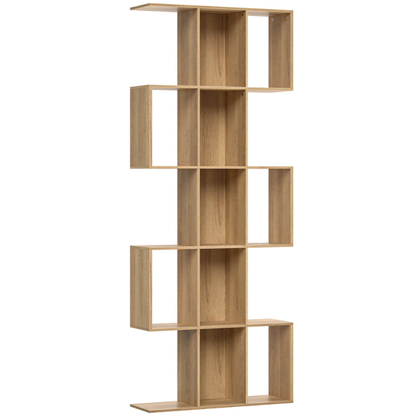 Libreria Scaffale a 5 Livelli a S 80x24x200 cm con 15 Ripiani in Legno Color Rovere prezzo